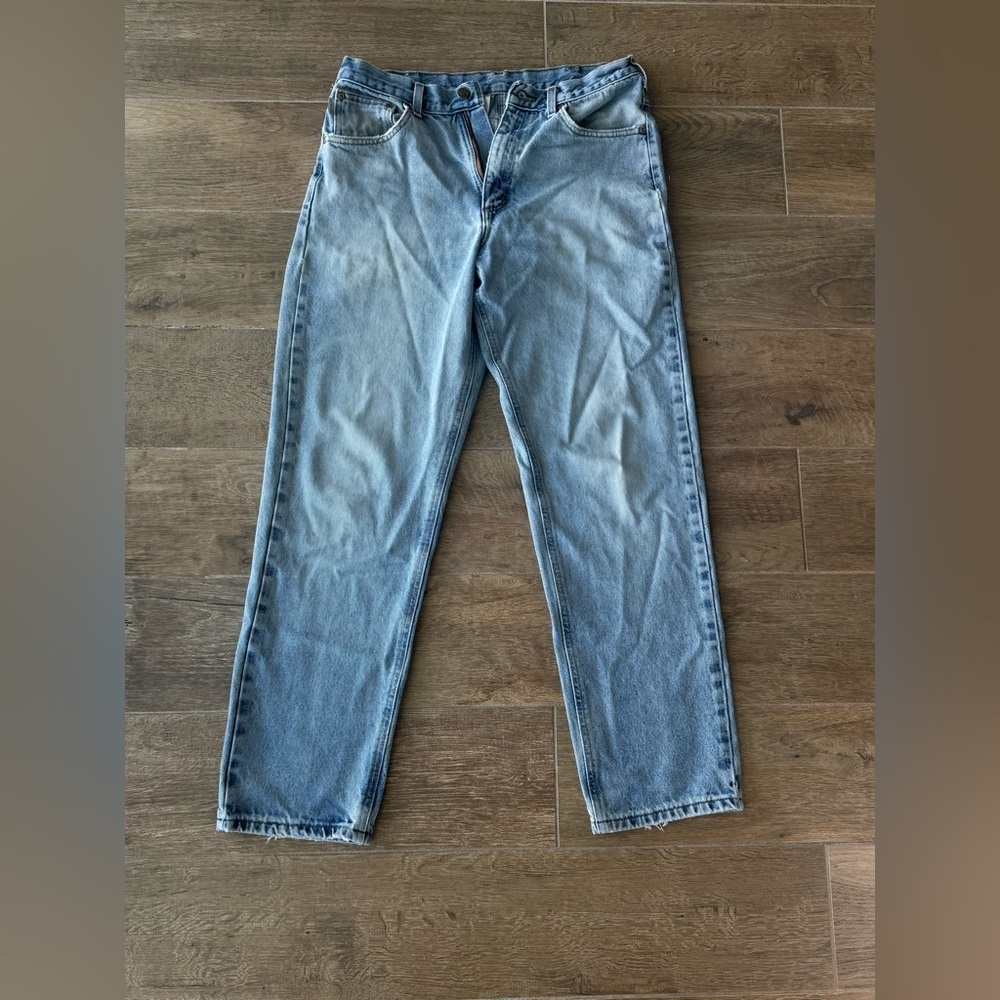 Carhartt B17 DST Jeans 33x32 Relaxed Fit Light Wash Workwear Denim Distressed